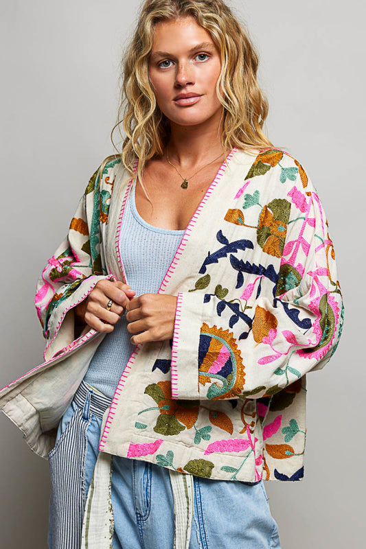 POL Embroidery Kimono Light Weight Jacket
