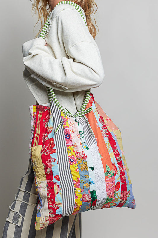 POL Quilted Patchwork Tote Bag
