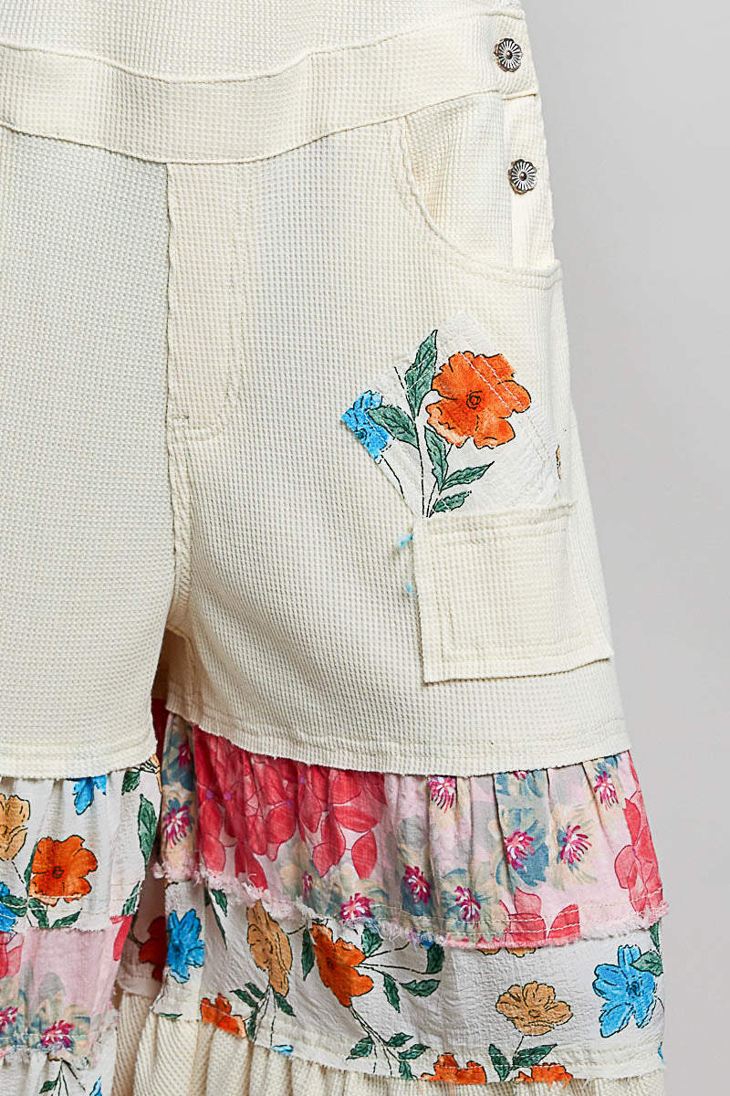 POL Wide Leg Tiered Ruffle Overall