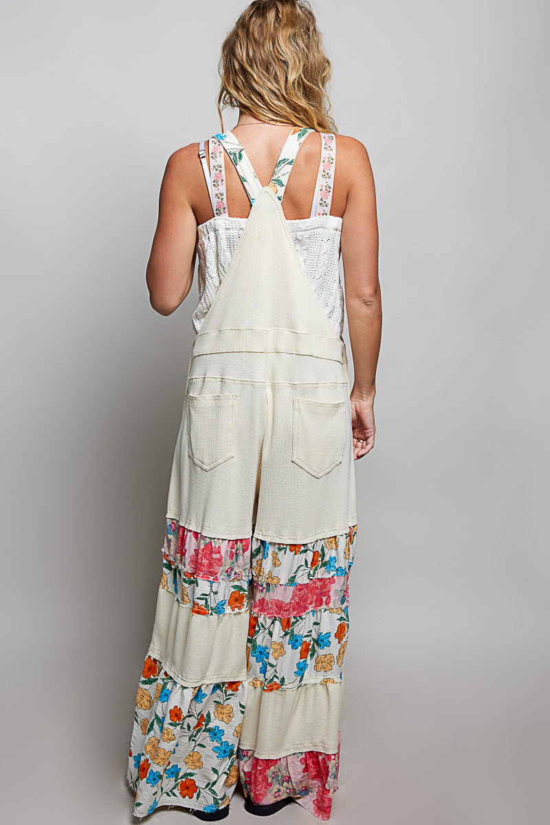 POL Wide Leg Tiered Ruffle Overall