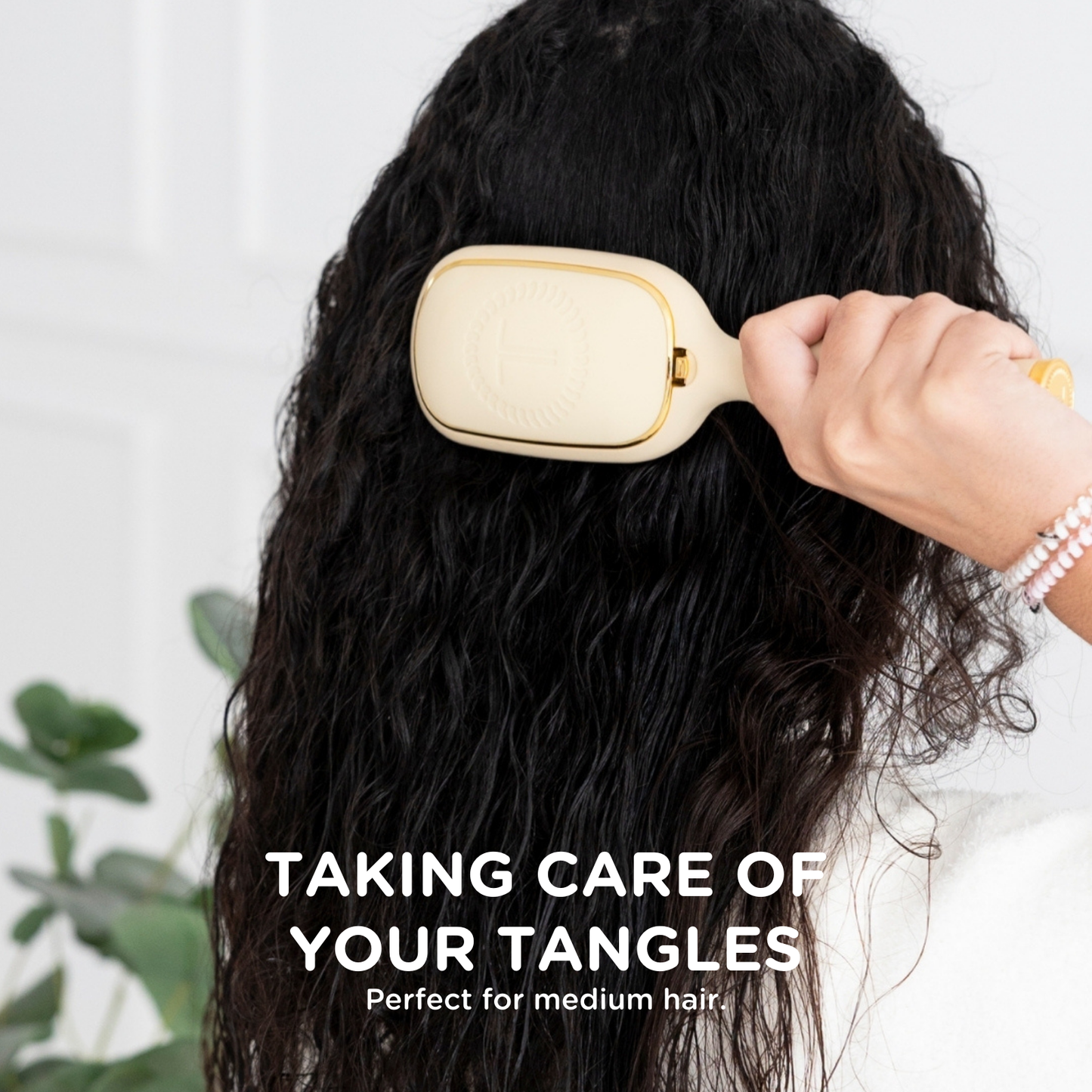 Teleties - Detangler Hair Brush for Medium Hair - Tan