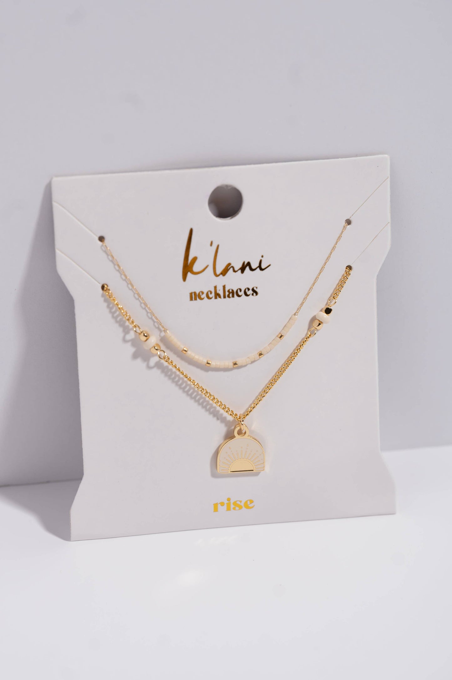"Rise" Gold and Cream Sunrise Necklace Set