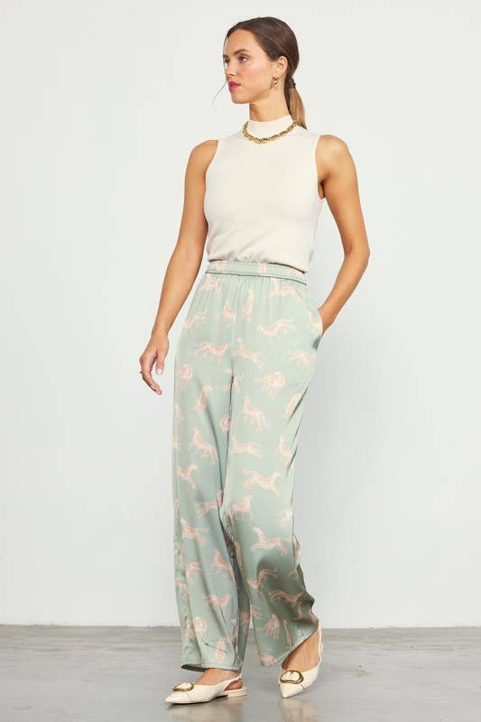 SKIES ARE BLUE - ANIMAL PRINT SATIN PANTS - 926 West