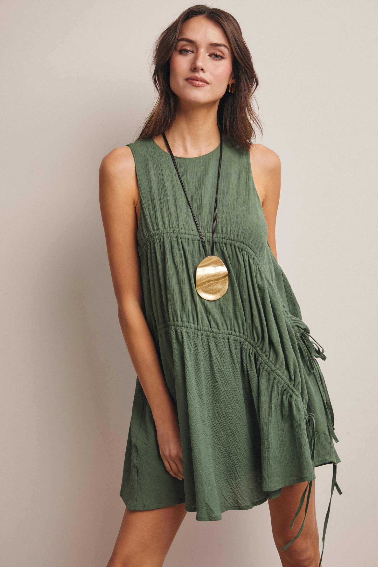 Forte - Ruched Tie-Detail Lined Mini Dress - 926 West