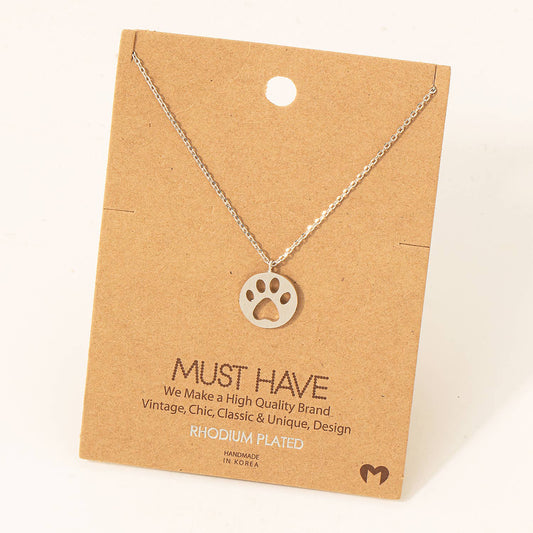 Paw Print Pendant Necklace Fame Accessories