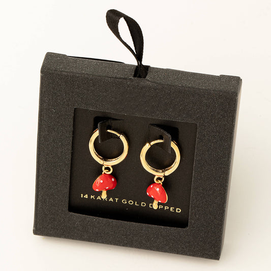 Secret Box Gold Dipped Mushroom Drop Earrings Fame Accessories