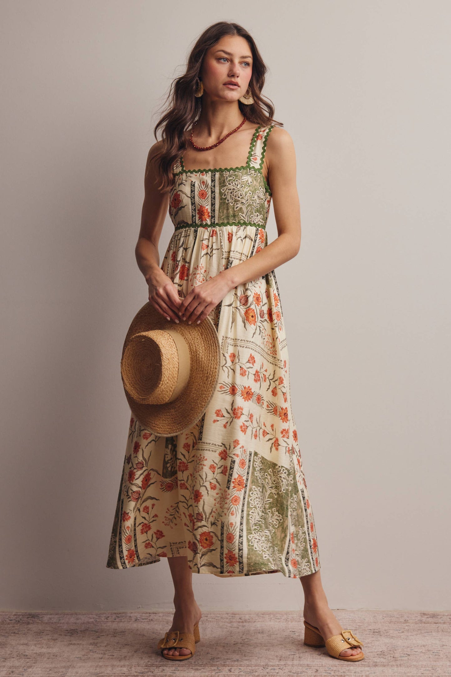 Printed Open-Back Maxi Dress FD0041