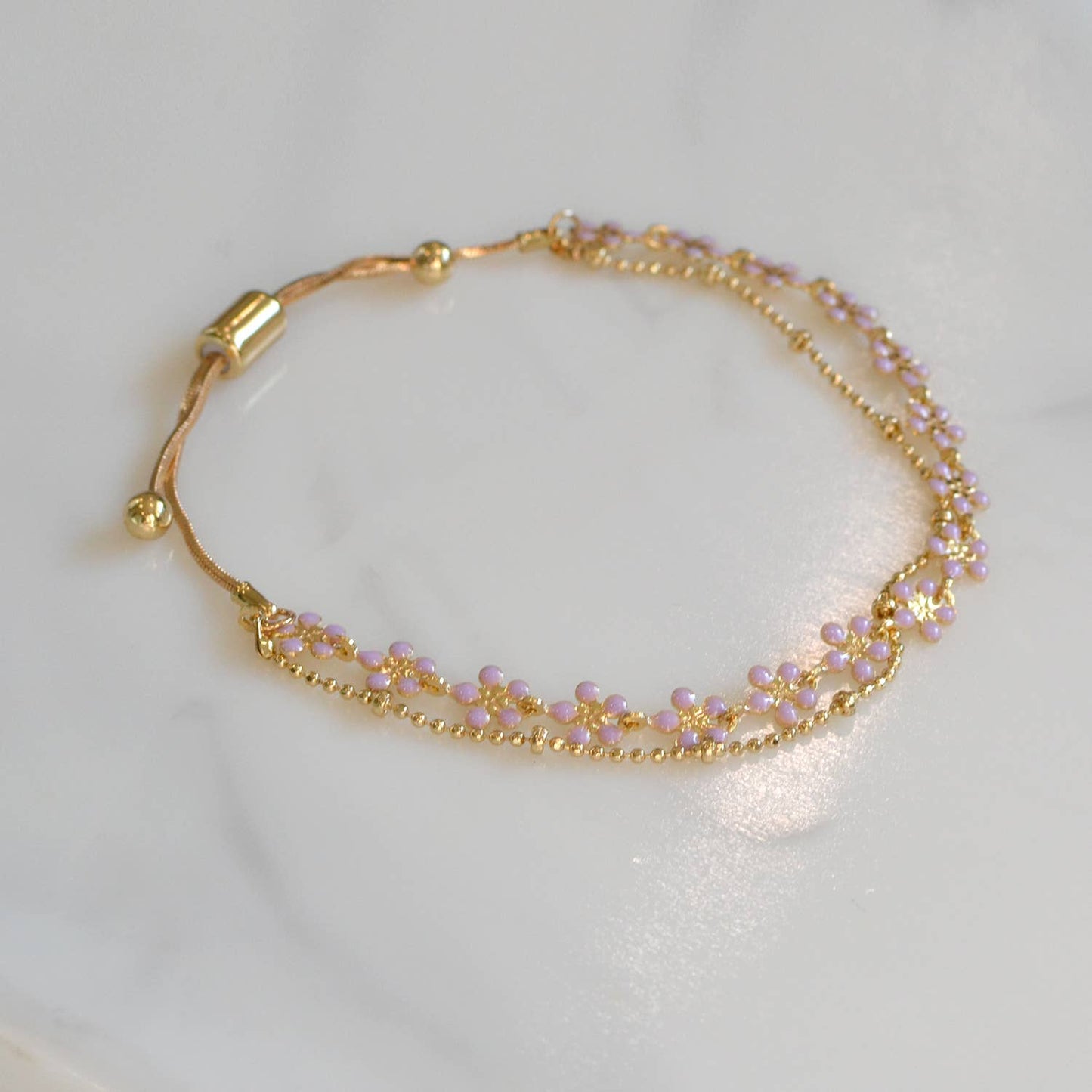 Color Epoxy Enamel Flower Adjustable Chain Bracelets StarryNYC