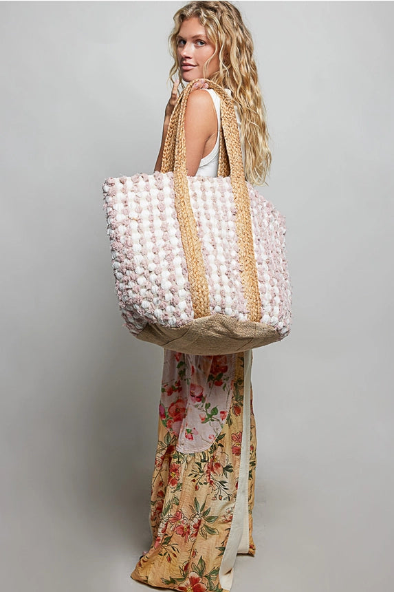 POL Handwoven Tote Bag Fluffy Poka Dot