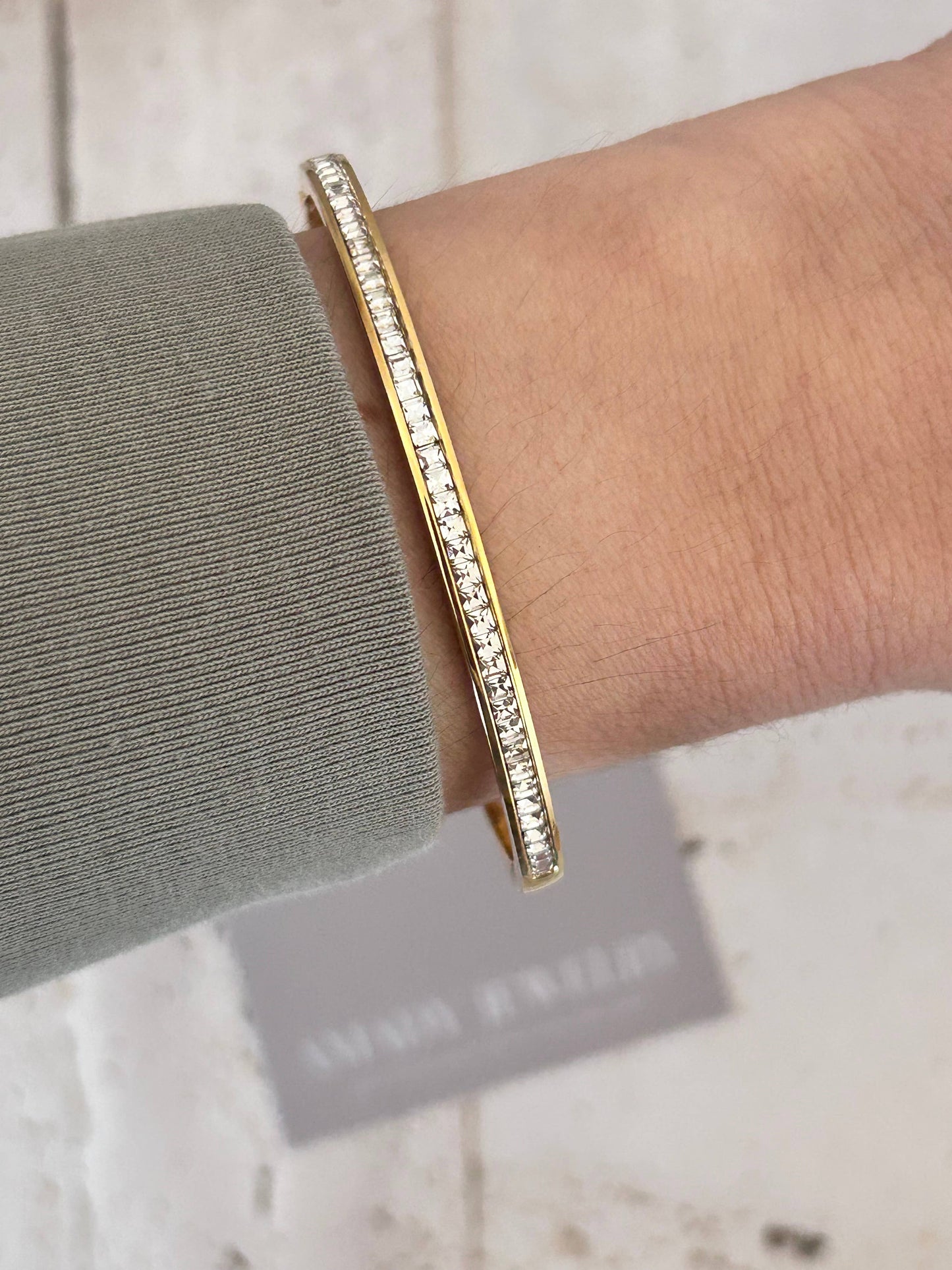 Tennis Bangle Bracelet 18K Gold Plated over stainless steel