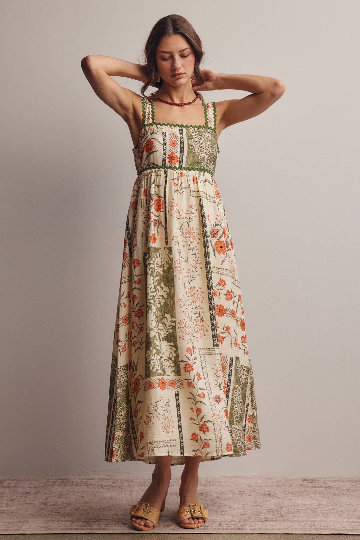 Printed Open-Back Maxi Dress FD0041
