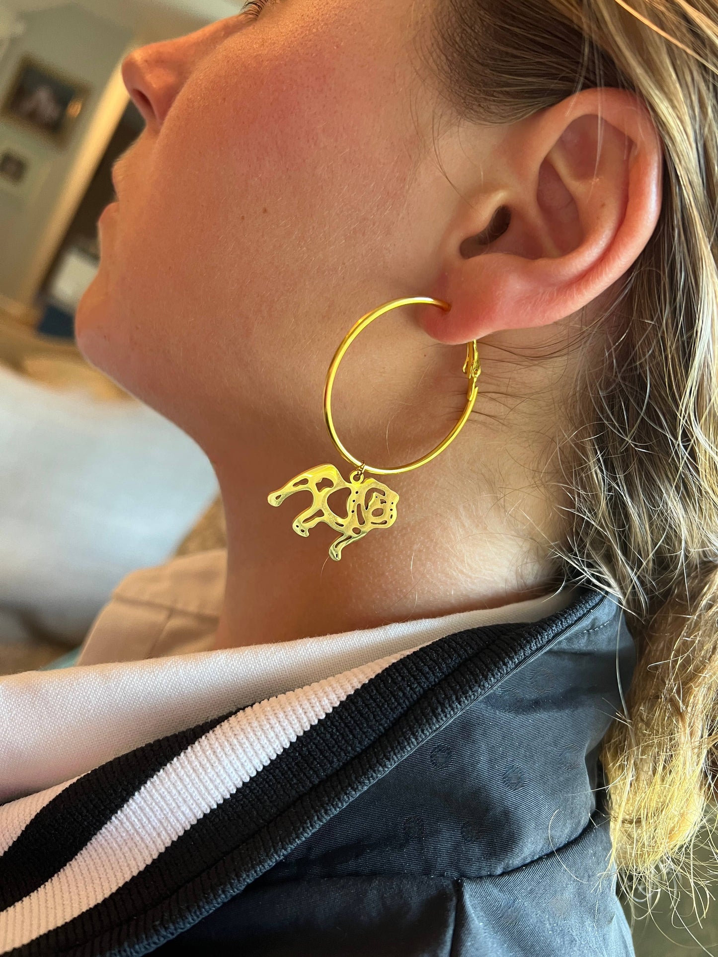 Bulldog Earrings-Gold Hoop Bulldog GameDay Earrings Steele Sloan Designs