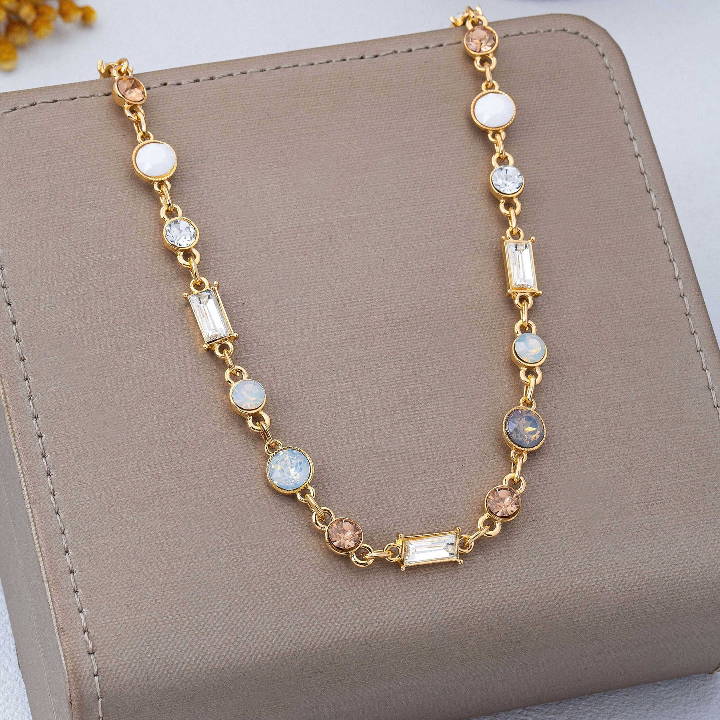 Mixed-Cut Crystal Station Statement Necklace
