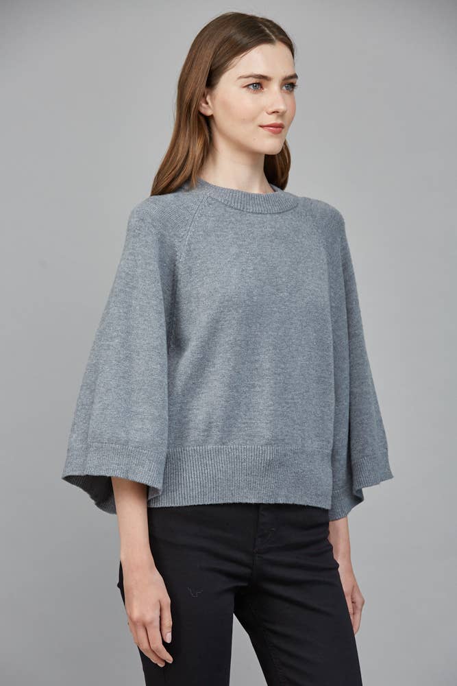 Raglan Sleeve Wide Cuff Crew Neck Sweater