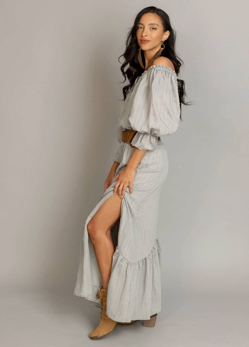 Kara Set in Neutral Green – Boho Maxi Skirt Set