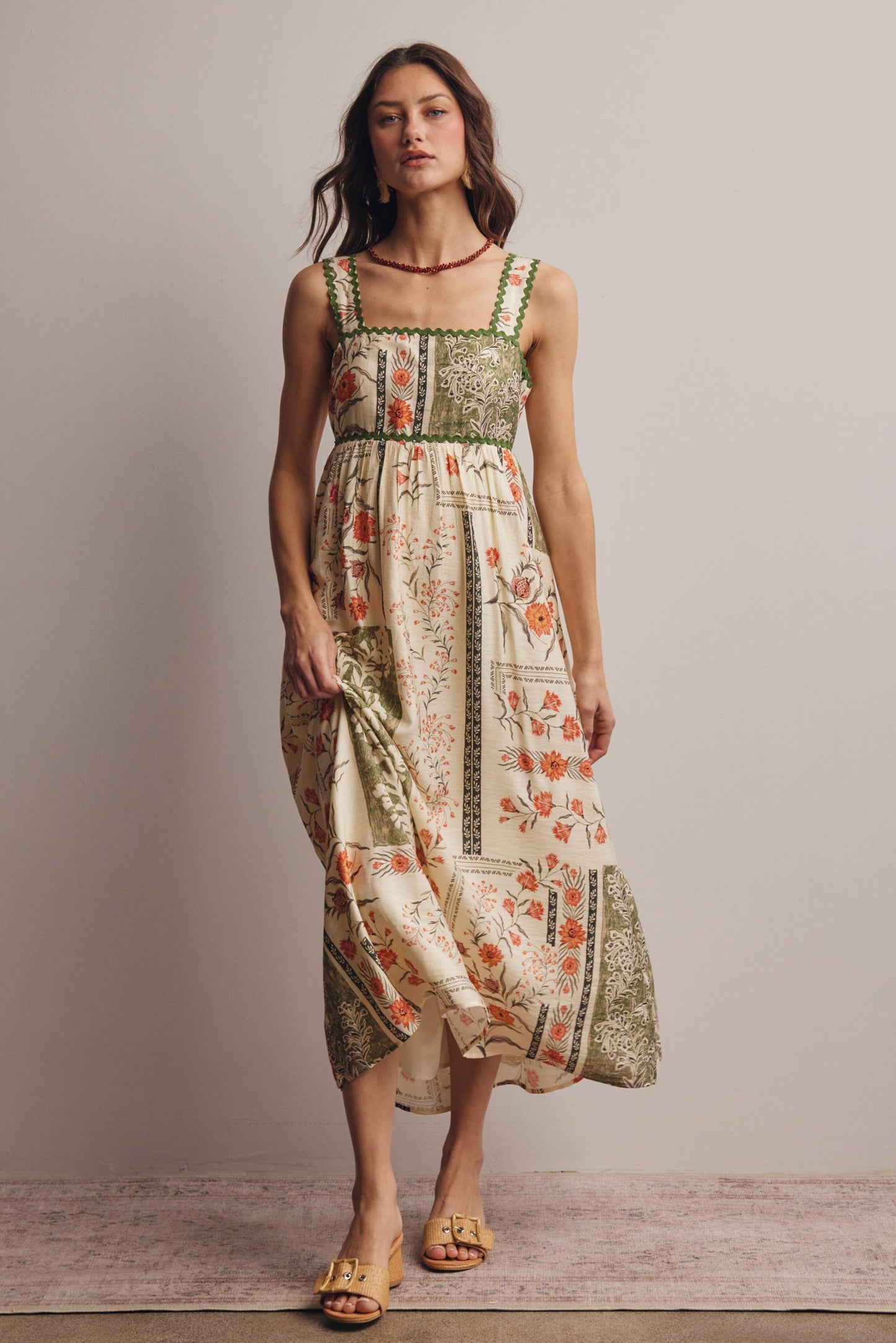 Printed Open-Back Maxi Dress FD0041