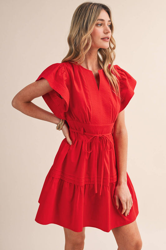& MERCI EMBROIDERED SEAM PIN TUCK DETAIL MINI DRESS - 926 West