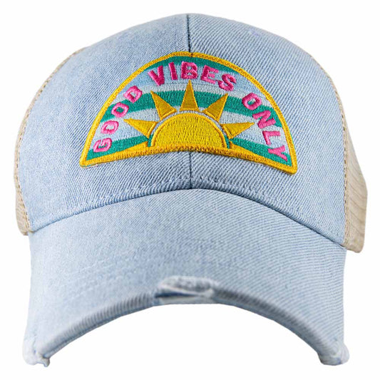 Good Vibes Only Denim Patch Hat Katydid