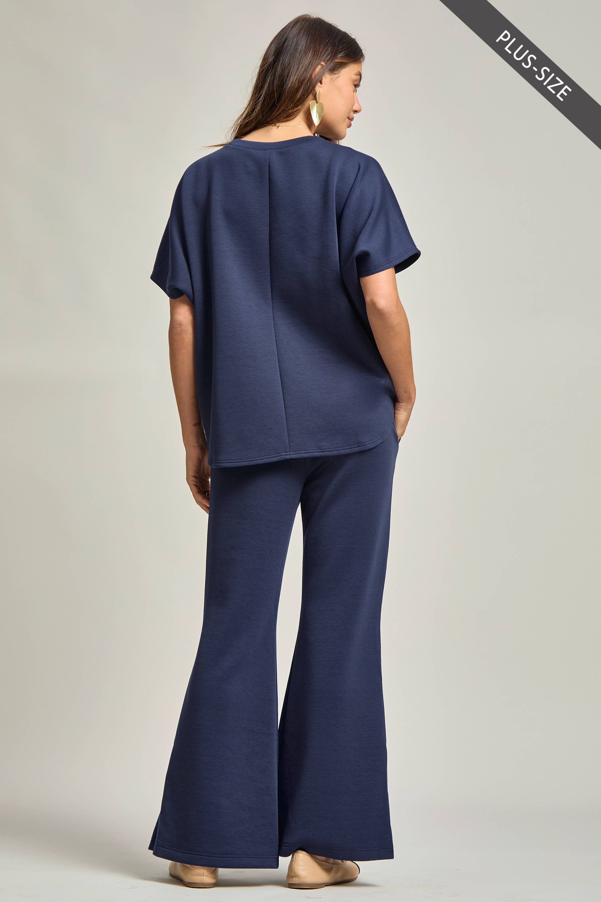 PLUS SIZE Poncho Top + Bell Bottom Modal Set Dear Scarlett