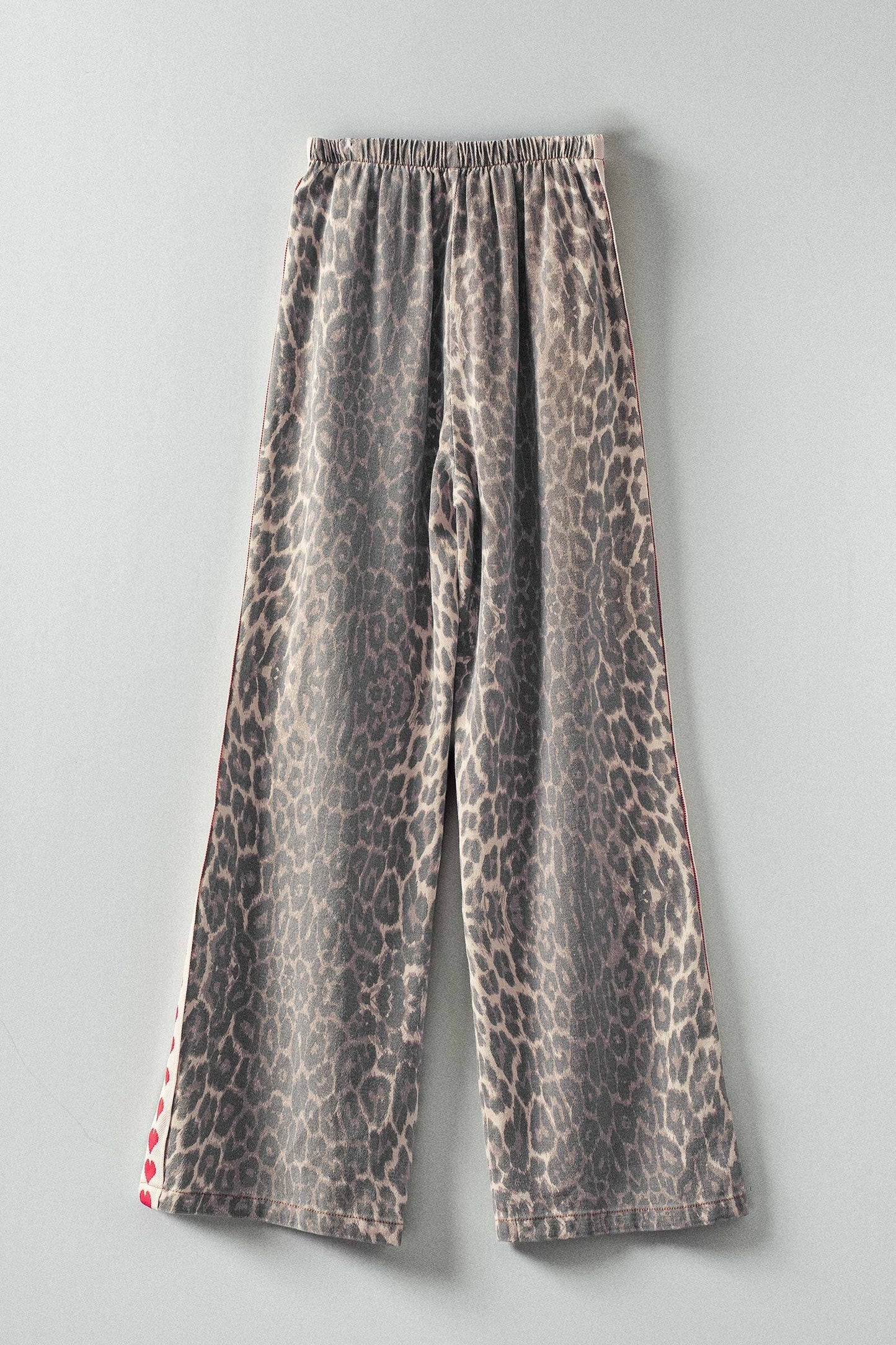 Leopard Print Heart Side Stripe Lounge Pants