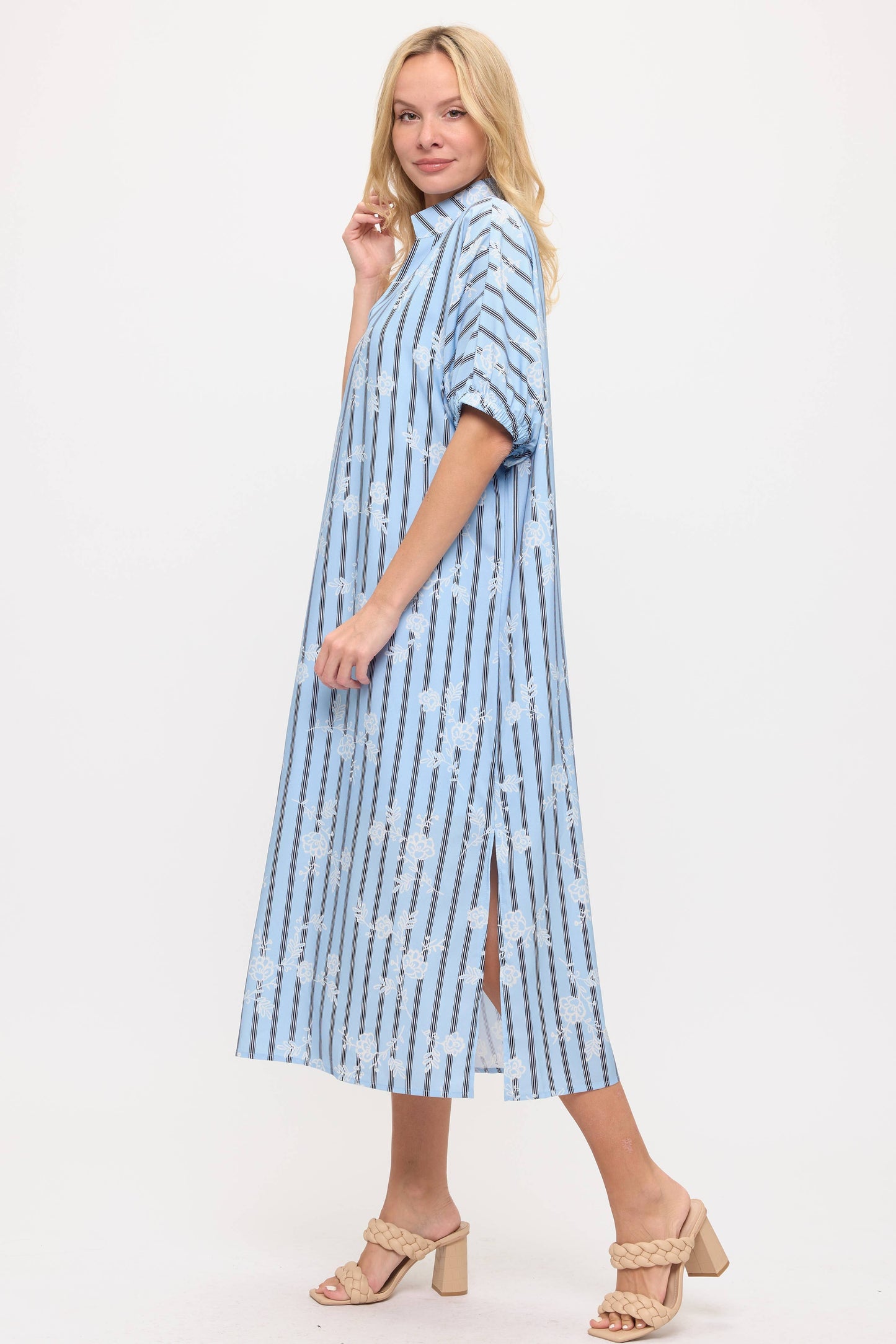 Beeson River - Striped and Floral Maxi Dress