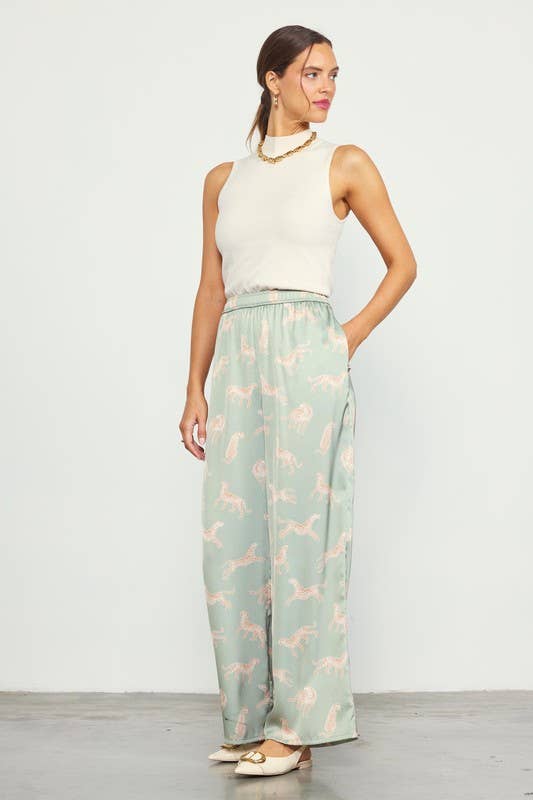 SKIES ARE BLUE - ANIMAL PRINT SATIN PANTS - 926 West