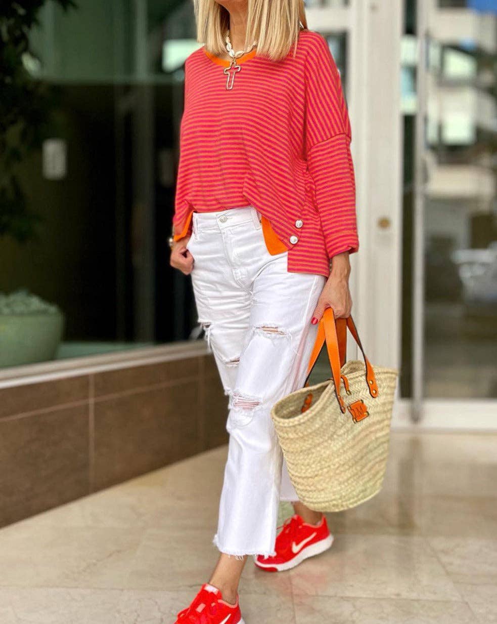 Colorblock Stripe Drop Shoulder Top LALA LOO