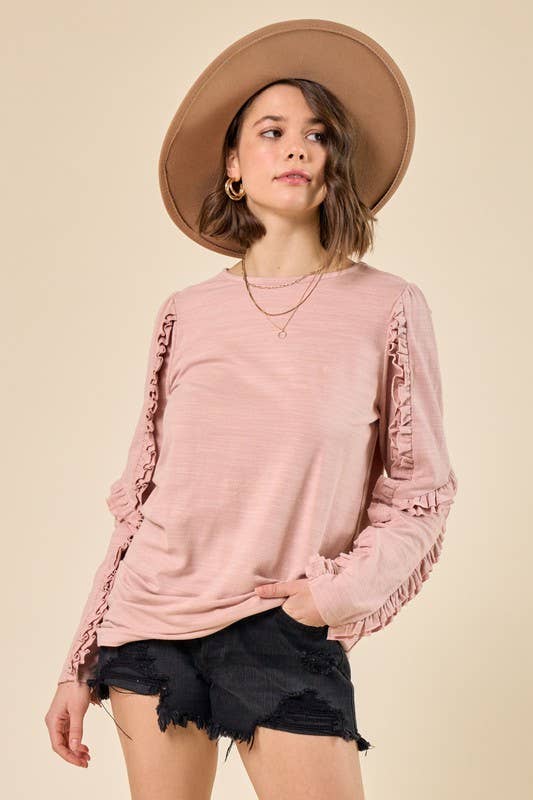Blush Frilled Sleeve Knit Top
