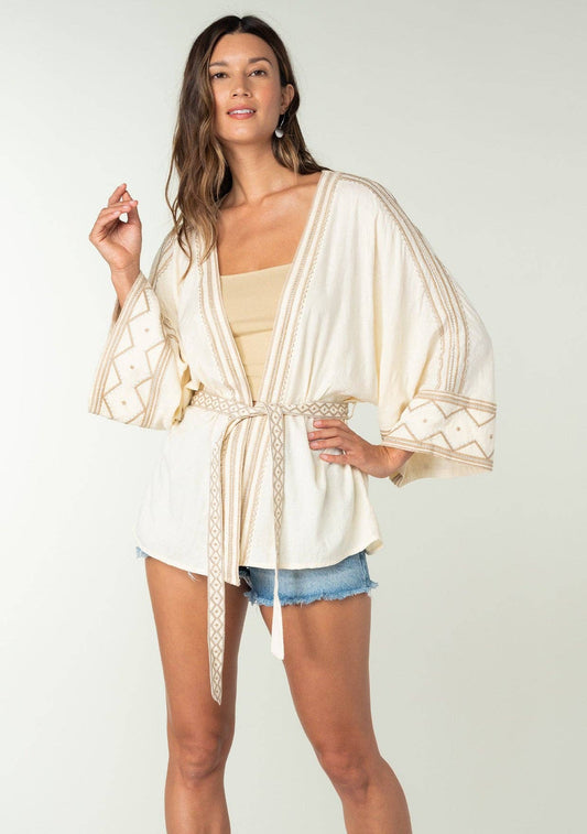 Embroidered Western Tie Front Kimono Top 926 WEST