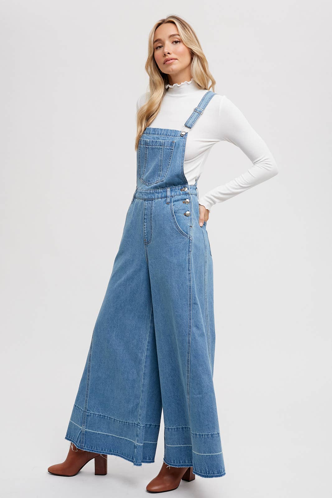 DENIM WIDE LEGS OVERALLS Bluivy