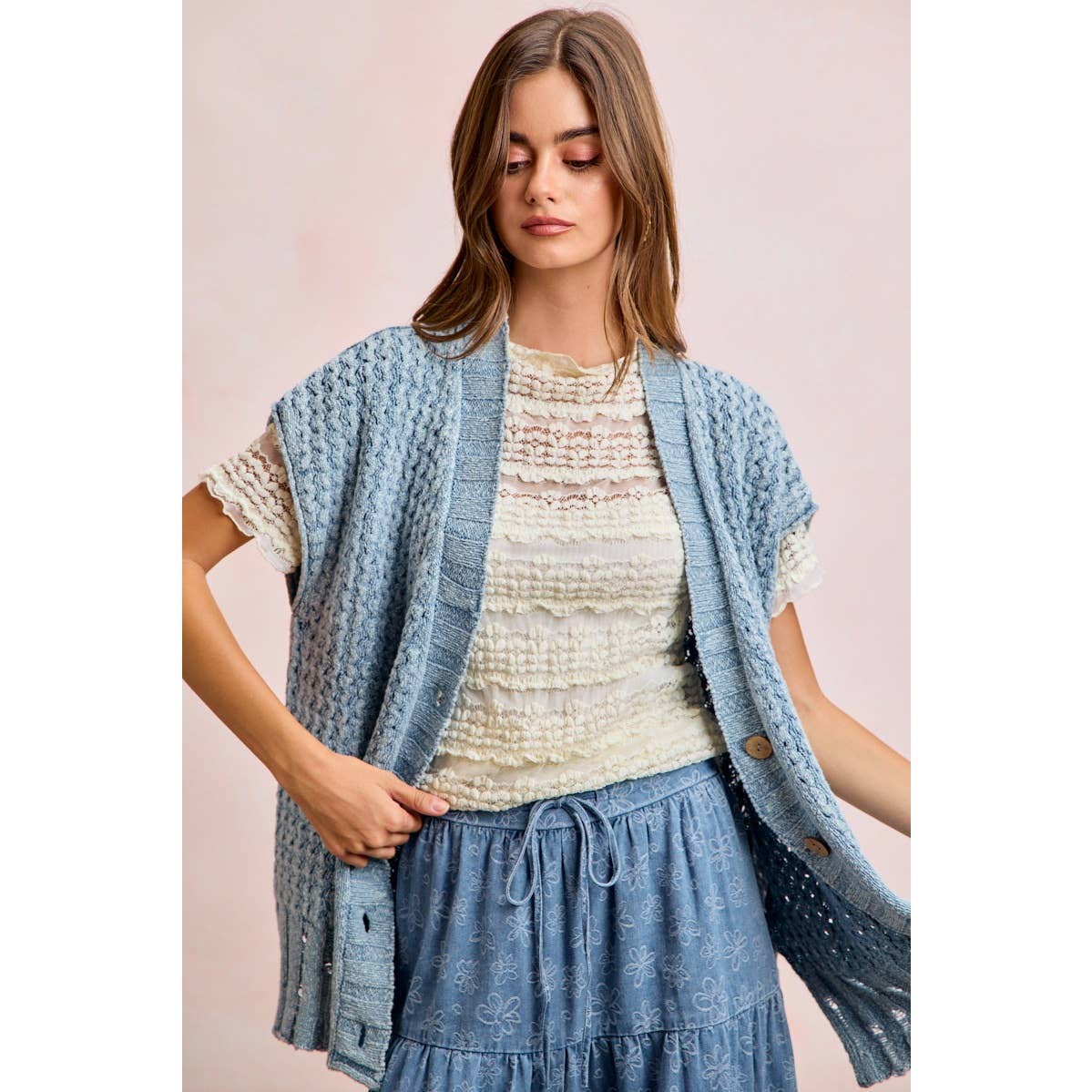 Short Sleeve Ruffle Floral Lace Top