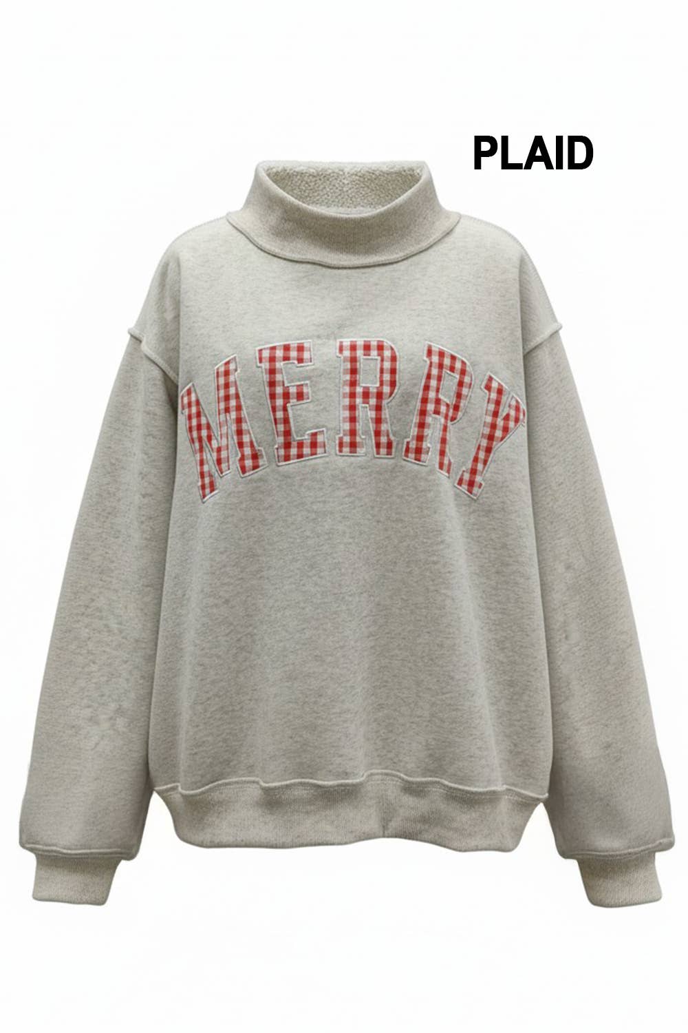 Merry Appliqué Varsity Mock Neck Sweatshirt