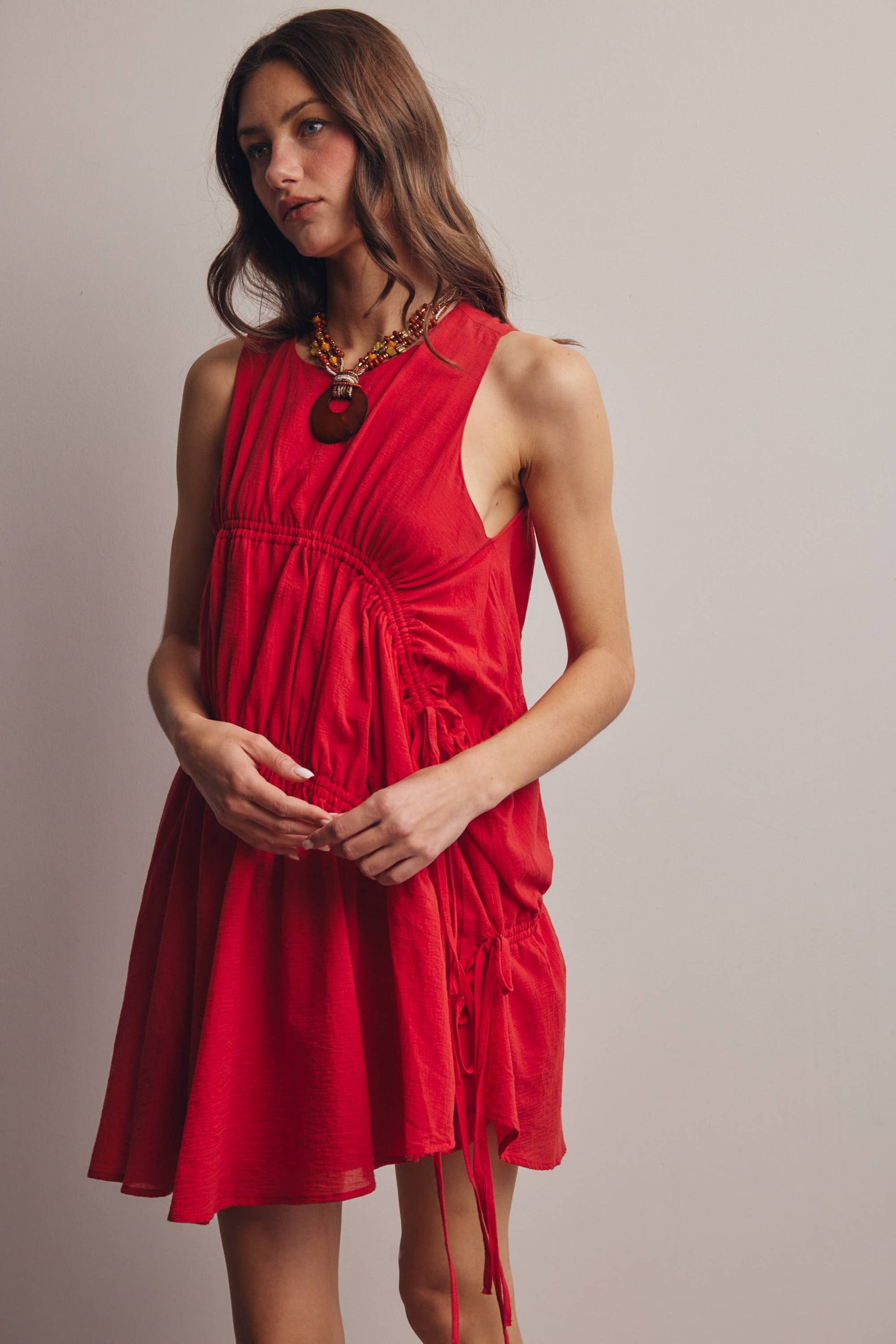 Forte - Ruched Tie-Detail Lined Mini Dress - 926 West