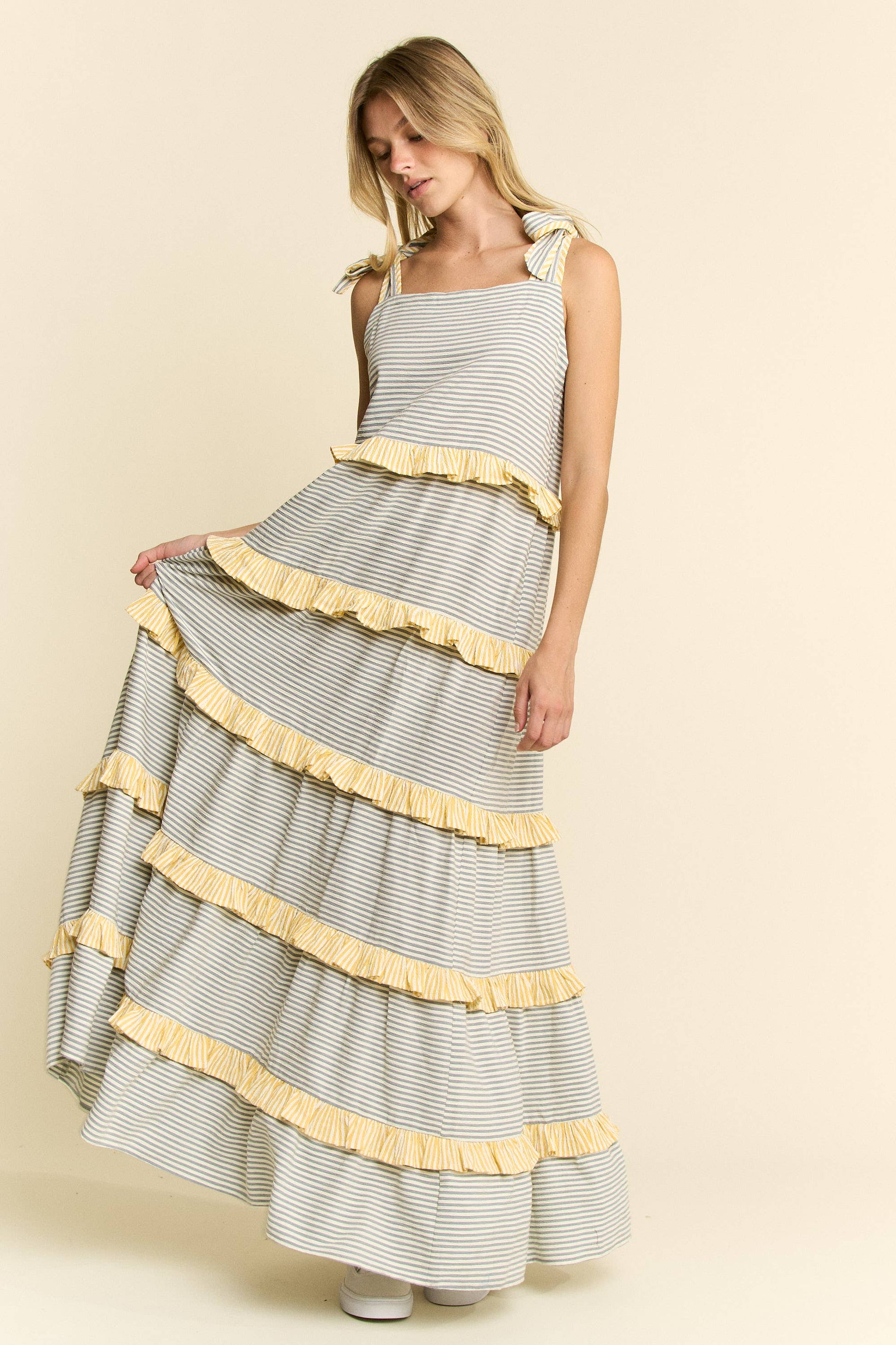 JADE BY JANE - STRIPED TWO TONE TIERED MAXI DRESS - 926 West