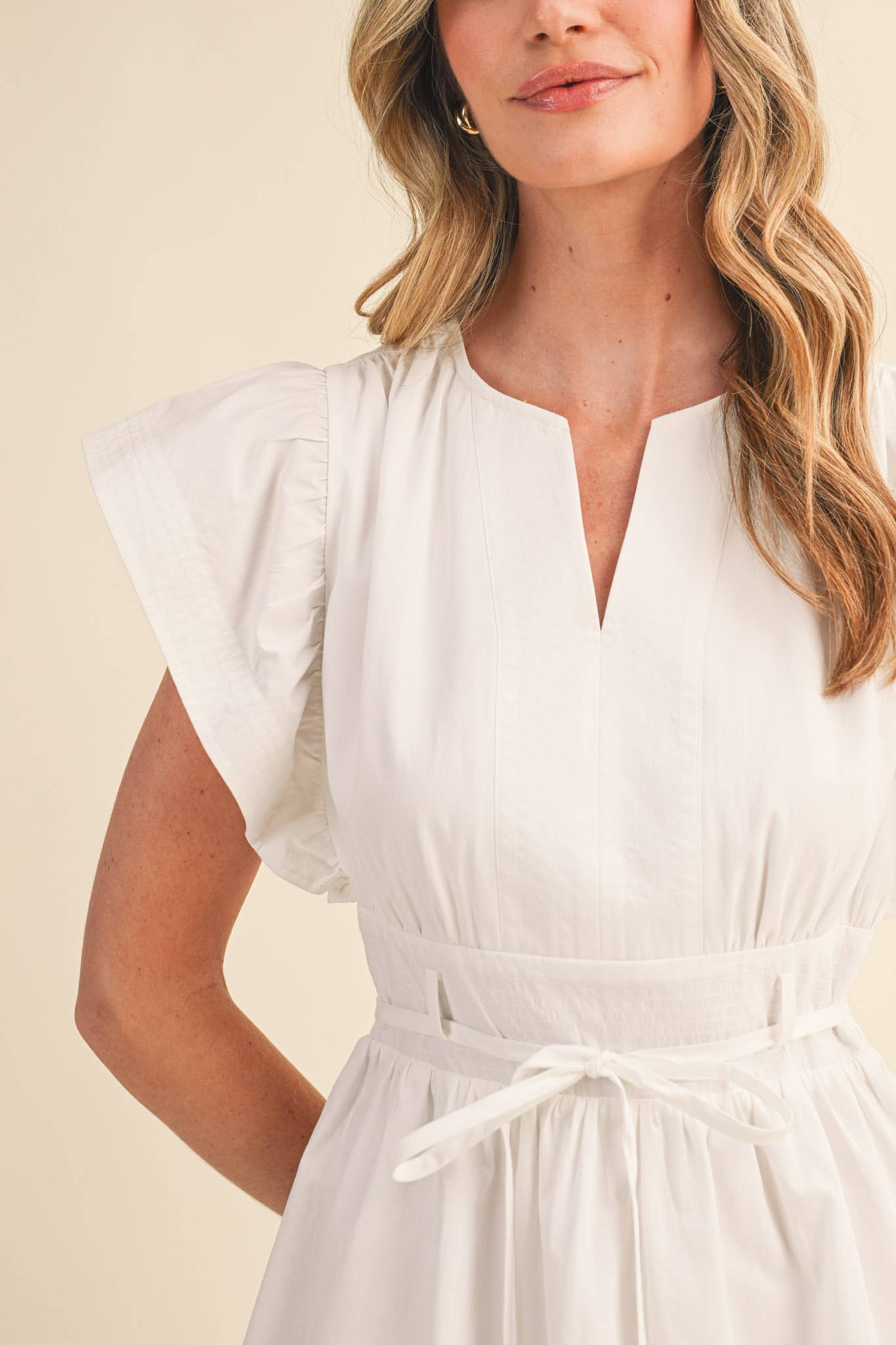 & MERCI EMBROIDERED SEAM PIN TUCK DETAIL MINI DRESS - 926 West