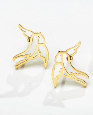 Cute Gift Sweet Swallow Earrings - Gold Stud Earrings Steele Sloan Designs