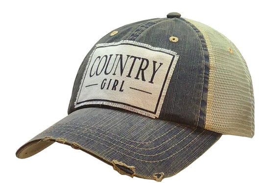 Country Girl Distressed Trucker Hat Baseball Cap Vintage Life