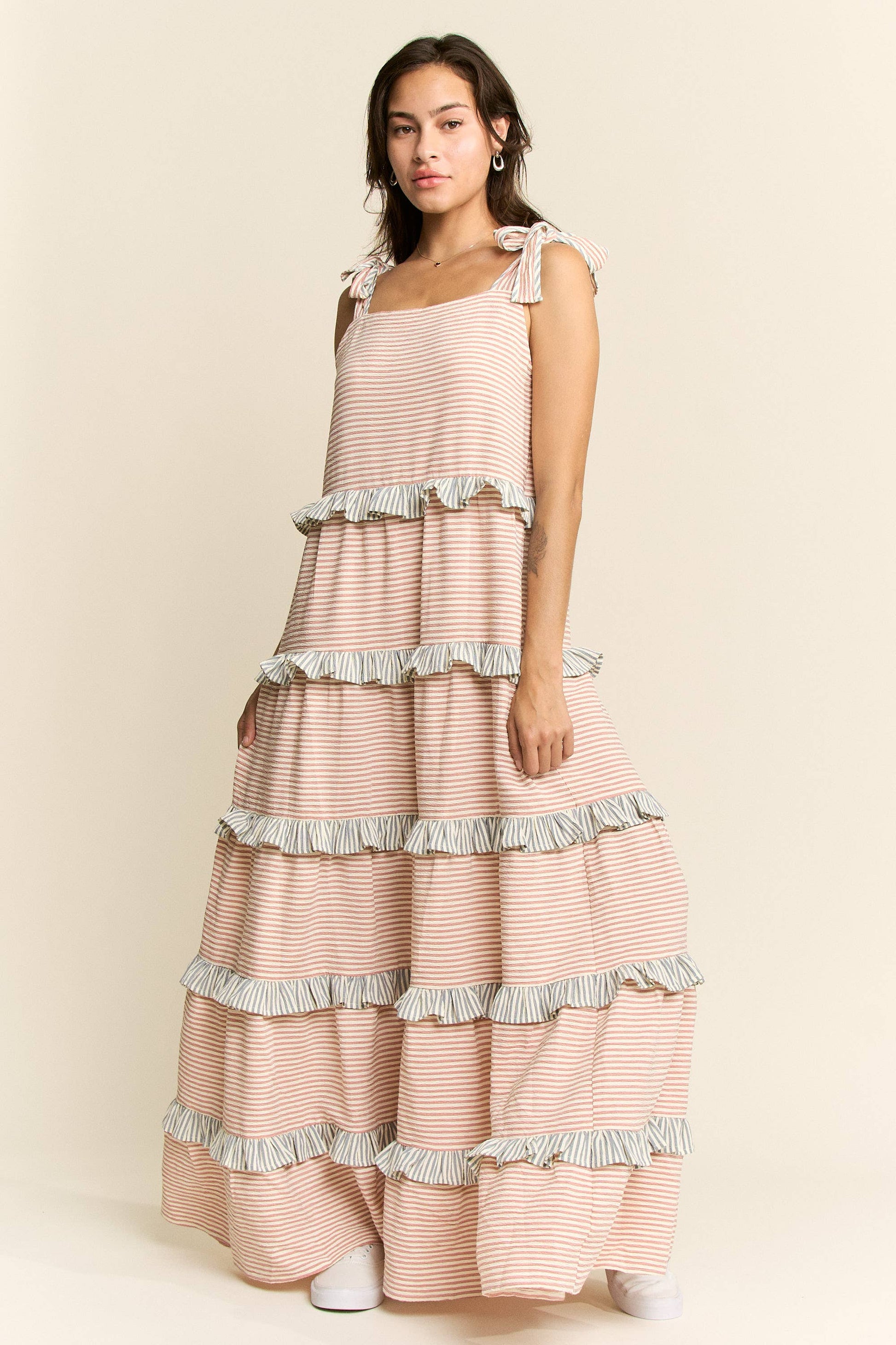 JADE BY JANE - STRIPED TWO TONE TIERED MAXI DRESS - 926 West