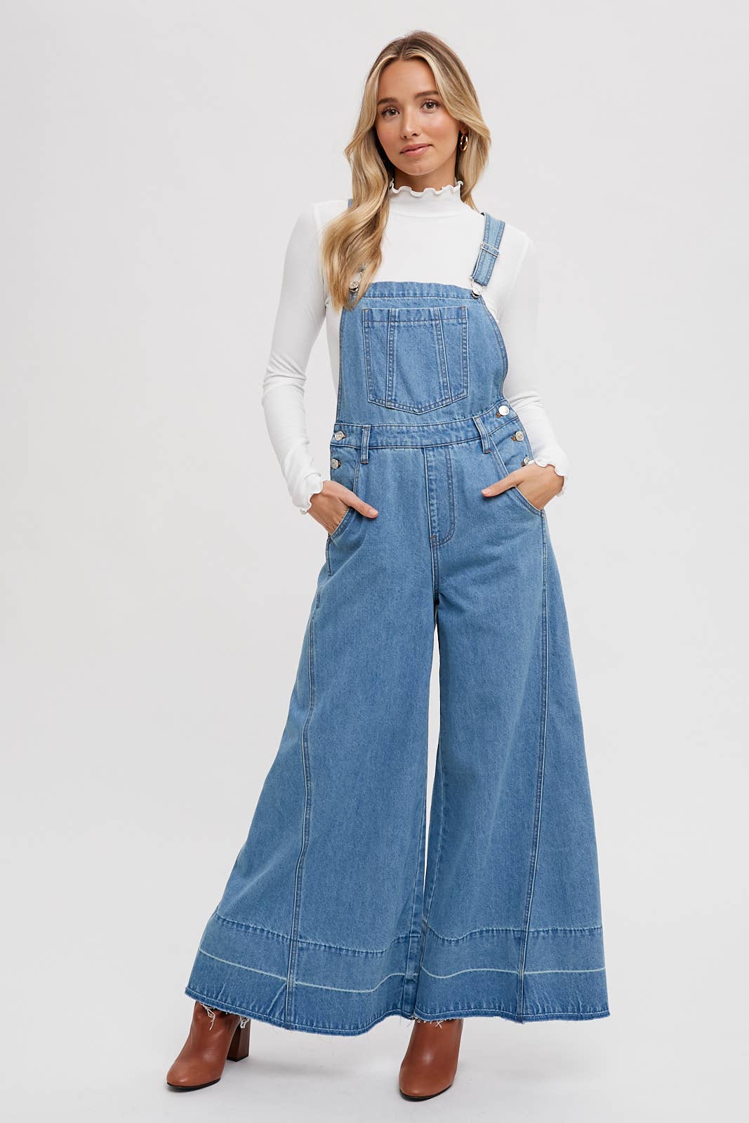 DENIM WIDE LEGS OVERALLS Bluivy