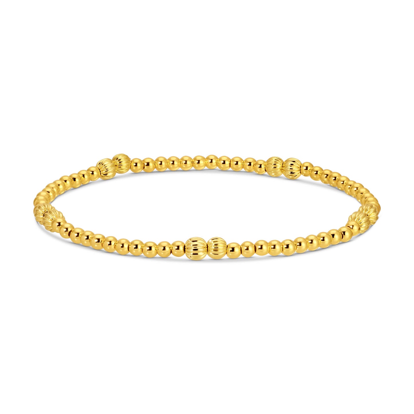 Splendid Iris -3mm Stretch Bead Bracelets with Textured Larger Bead Accents B3446 - 926 West