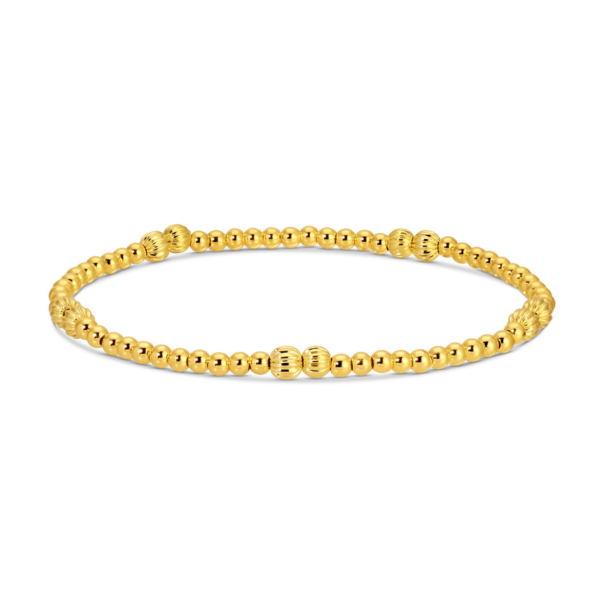 Splendid Iris -3mm Stretch Bead Bracelets with Textured Larger Bead Accents B3446 - 926 West