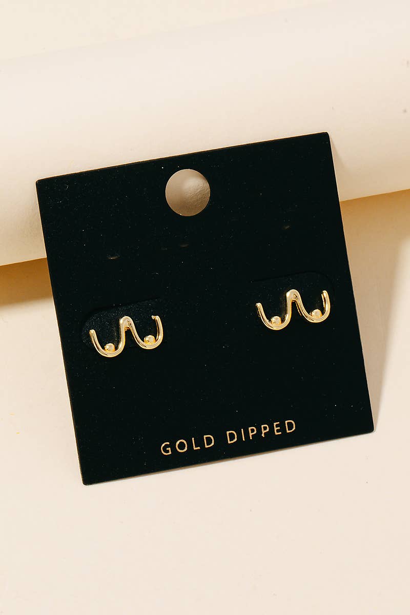 Gold Dipped Breast Outline Stud Earrings Anarchy Street