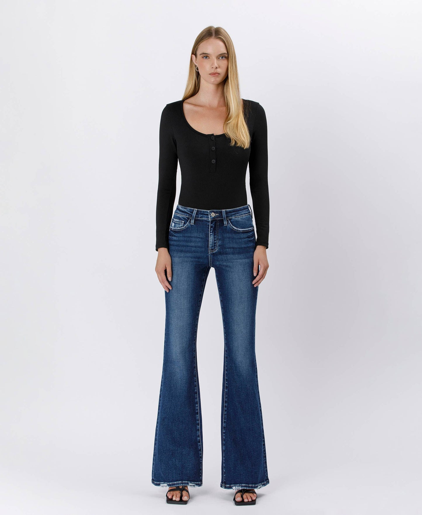 HIGH RISE FULL LENGTH FLARE JEANS LV1524 Lovervet by VERVET