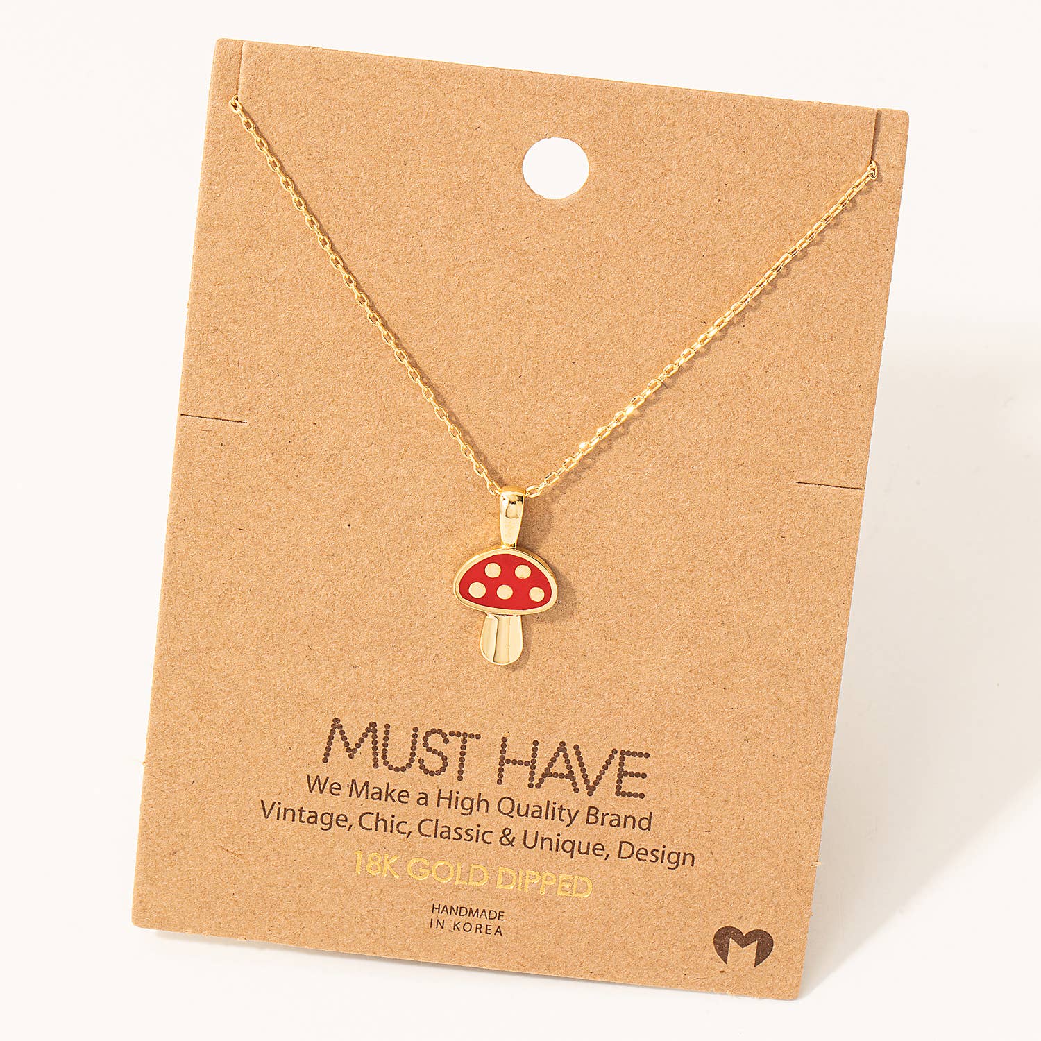 Mini Red Mushroom Pendant Dainty Necklace Fame Accessories