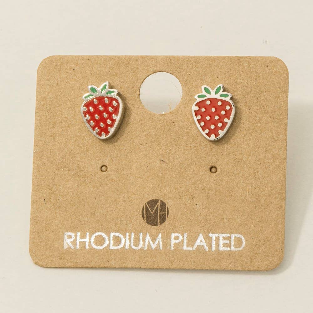 Gold Dipped Epoxy Strawberry Stud Earrings Fame Accessories
