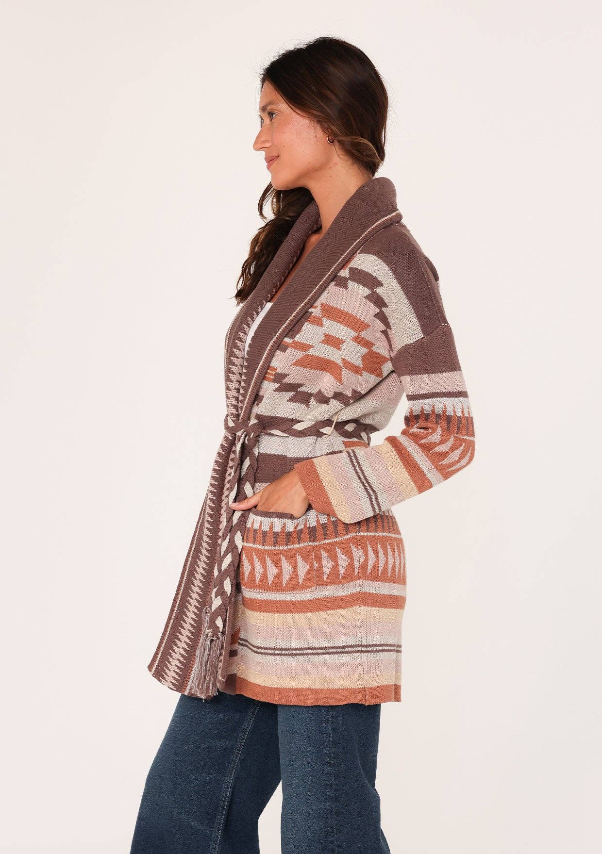 Heritage Jacquard Long Sleeve Wrap Cardigan Lovestitch