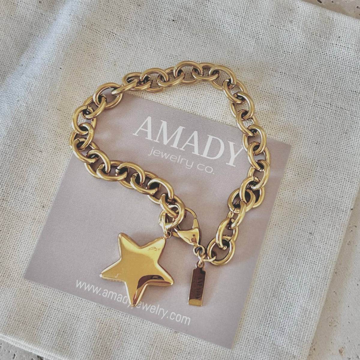 18k Gold Plated Star Pendant Bracelet – Adjustable Chain - 926 West