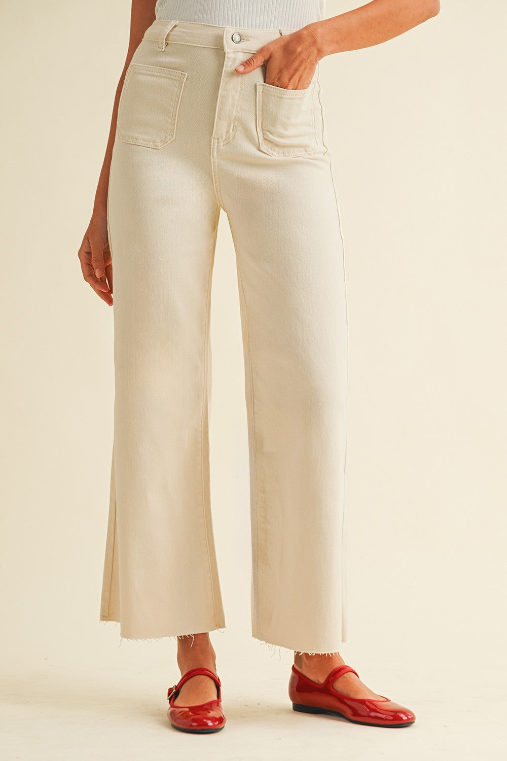 ANNIEWEAR - Front Two Pocket Stretch Wide Leg Denim Jeans - 926 West