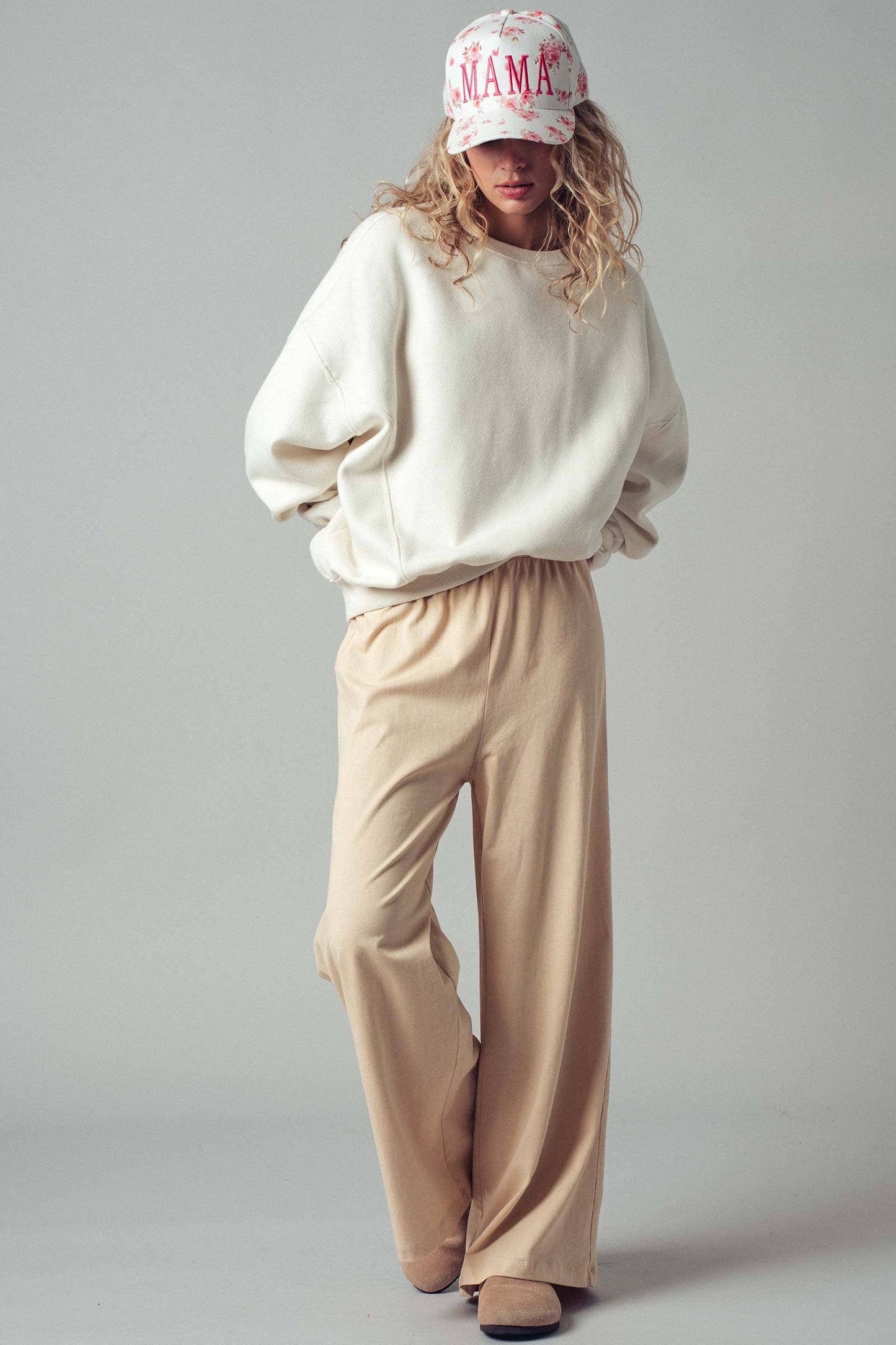 MAMA Floral Embroidered Trucker Hat - Pink Floral Print Cap