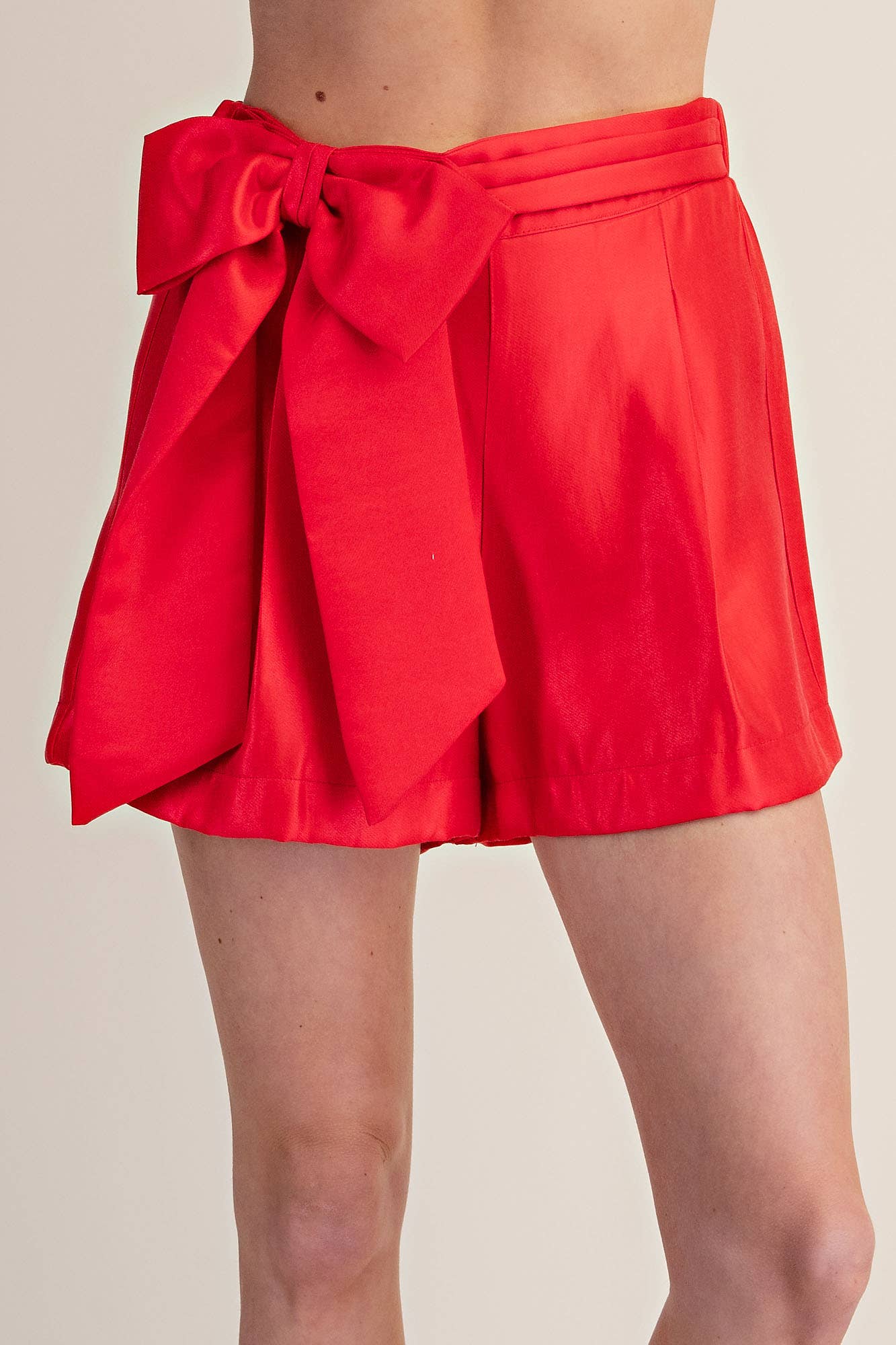 Bow Shorts High Waist Pleated